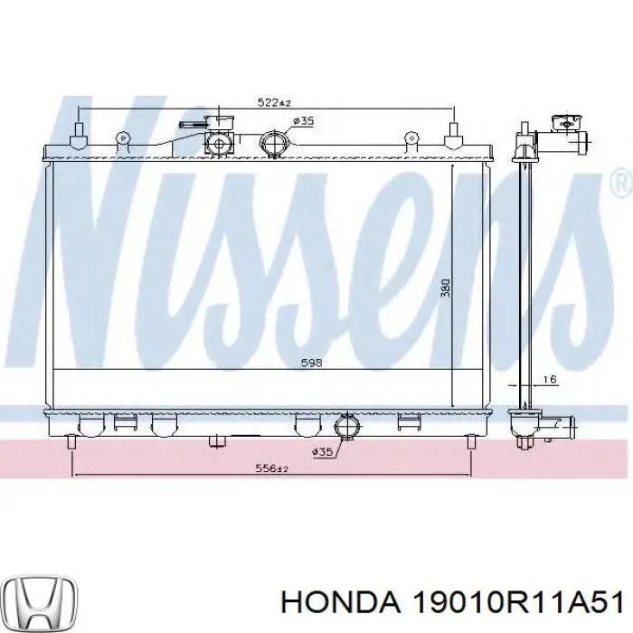 19010R11A51 Honda Радіатор охолодження двигуна
