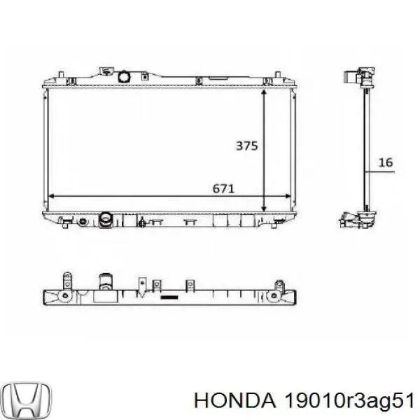 19010R3AG51 Honda Радіатор охолодження двигуна