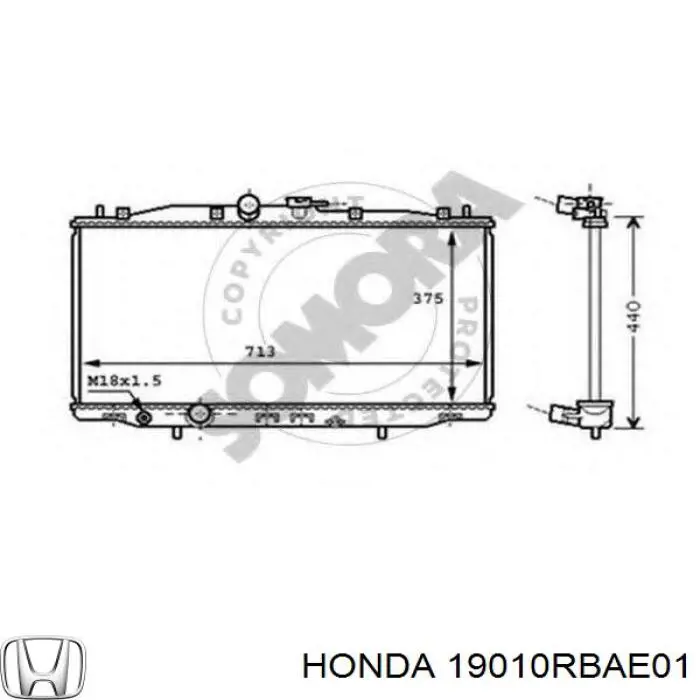 Радіатор основний Honda 19010RBAE01 ціна, від 85.16 USD