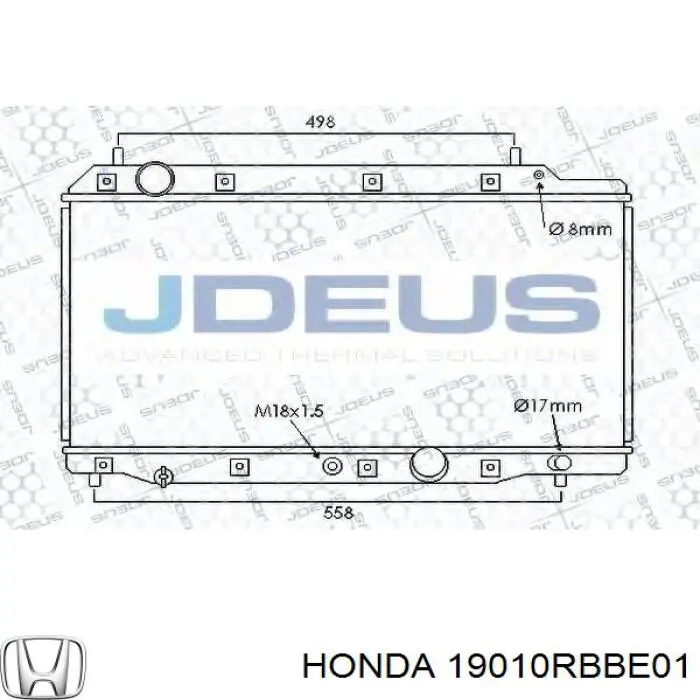 Радіатор охолодження Honda 19010RBBE01