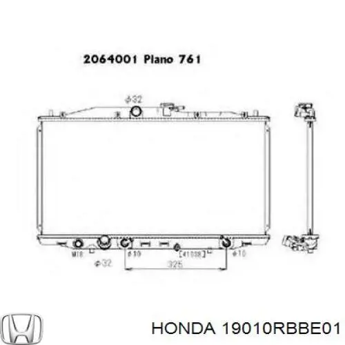 19010RBBE01 Honda Радіатор охолодження двигуна