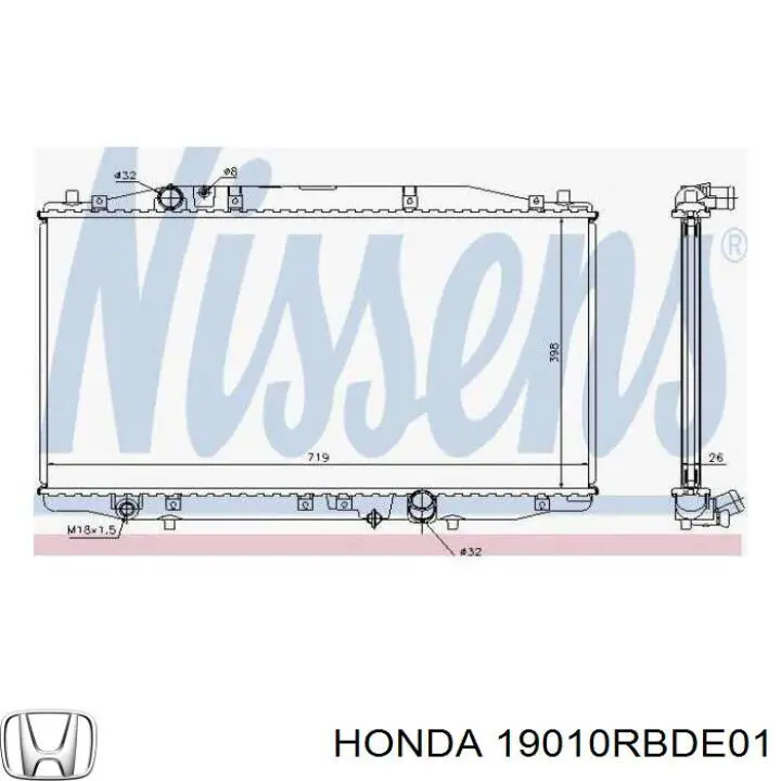 19010RBDE01 Honda Радіатор охолодження двигуна