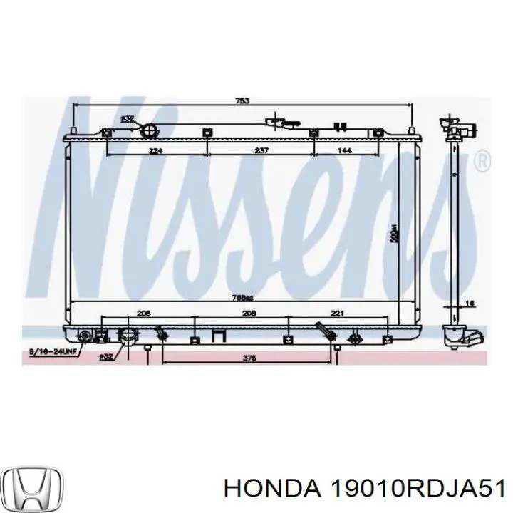 19010RDJA51 Honda Радіатор охолодження двигуна