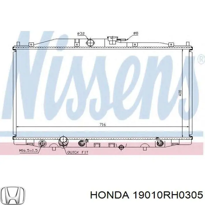 Купити 19010RH0305 Honda Радіатор двигуна