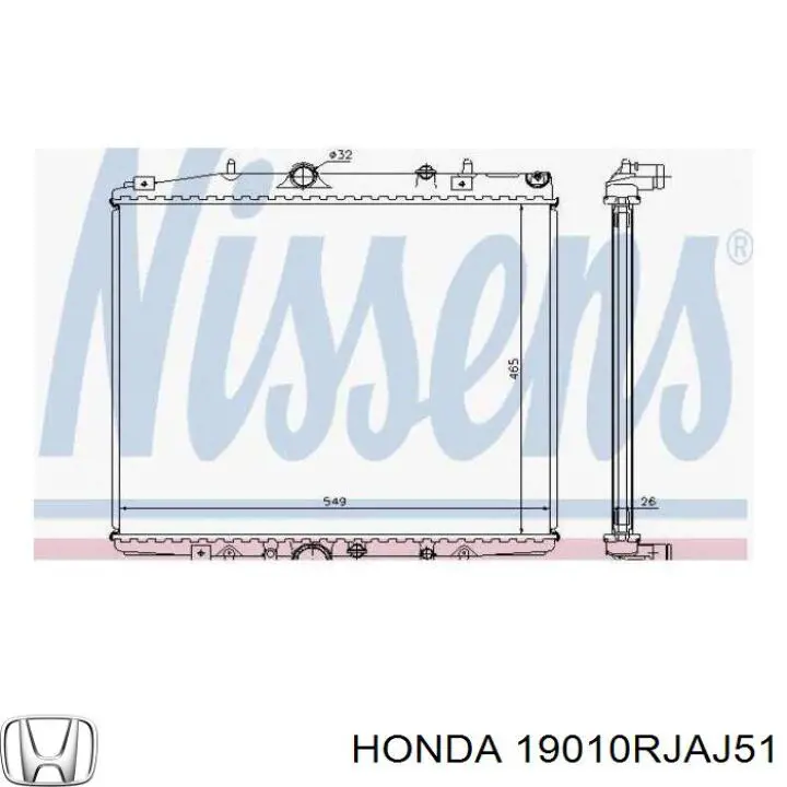 19010RJAJ51 Honda Радіатор охолодження двигуна