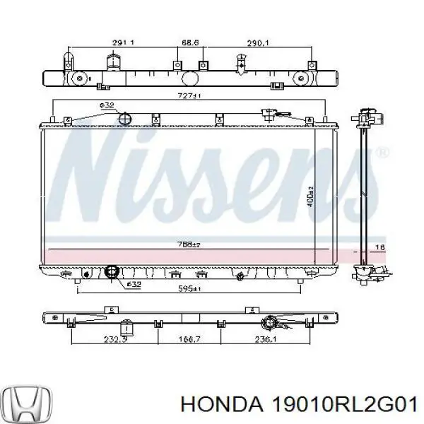 Радіатор основний Honda 19010RL2G01 ціна, від 84.66 USD