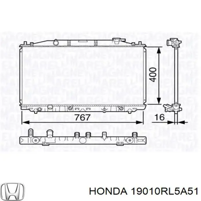 19010RL5A51 Honda Радіатор охолодження двигуна