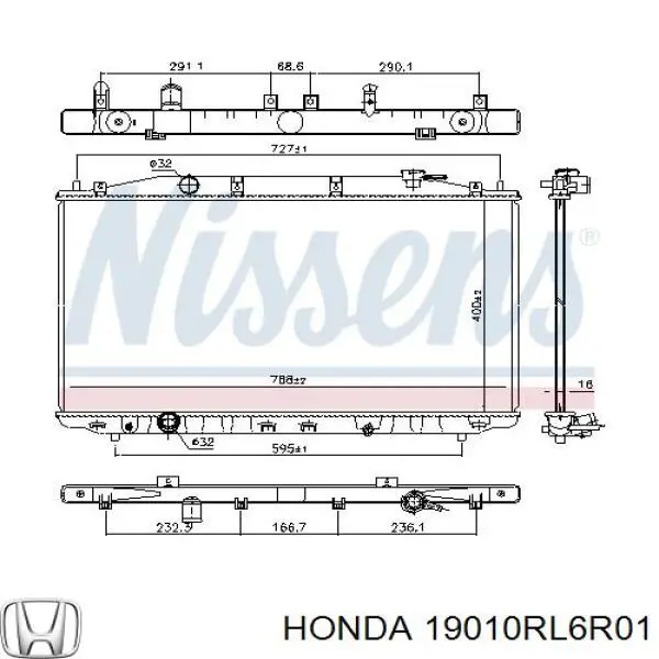 Радіатор основний Honda 19010RL6R01 ціна, від 594.34 USD