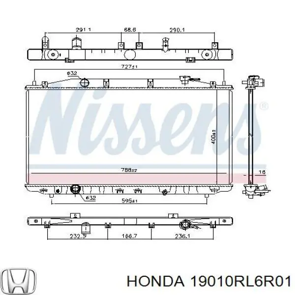 19010RL6R01 Honda Радіатор охолодження двигуна