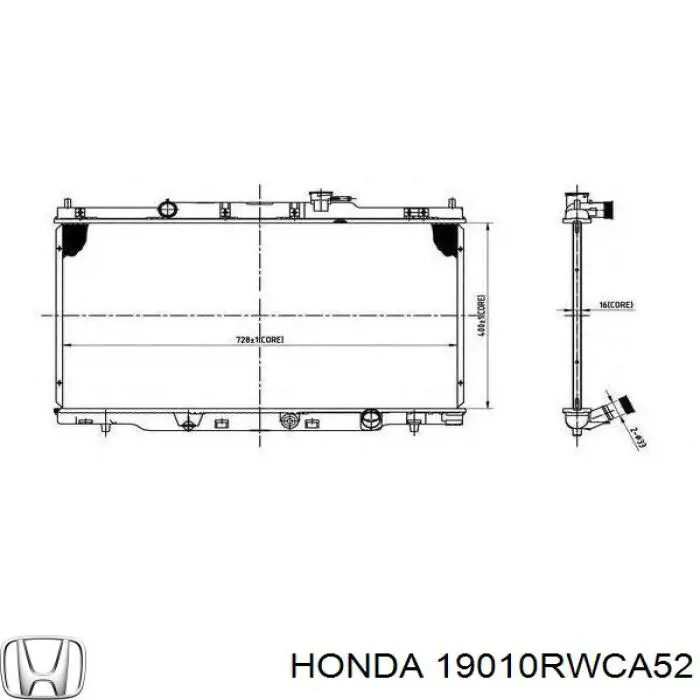 Купити 19010RWCA52 Honda Радіатор двигуна
