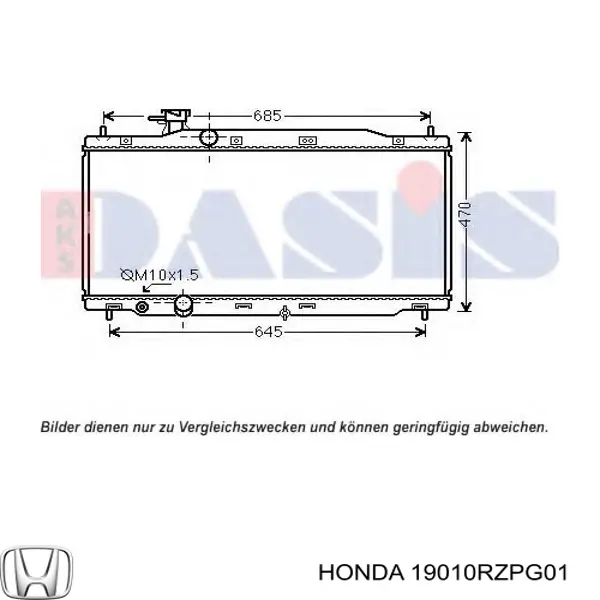 19010RZPG01 Honda Радіатор охолодження двигуна