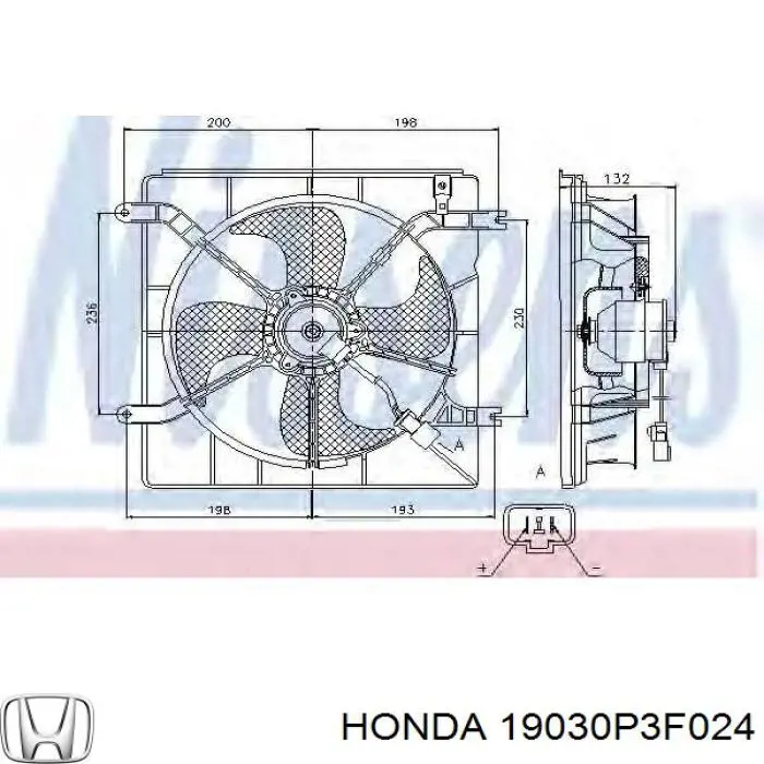Двигун вентилятора системи охолодження Honda 19030P3F024 ціна, від 25.34 USD