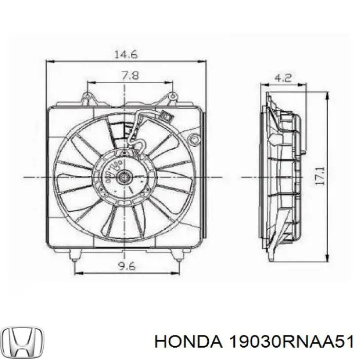 Вентилятор/крильчатка радіатора охолодження 19030RNAA51 Honda