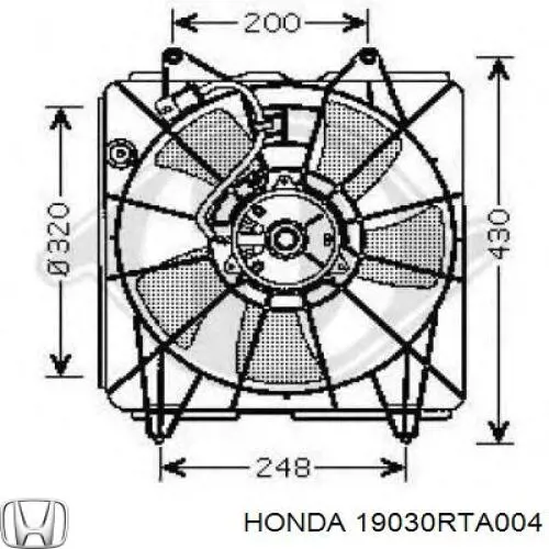 Купити 19030RTA004 Honda Дифузор радіатора охолодження, в зборі з двигуном і крильчаткою