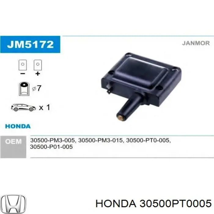 Котушка запалювання Honda 30500PT0005 ціна, від 22.22 USD