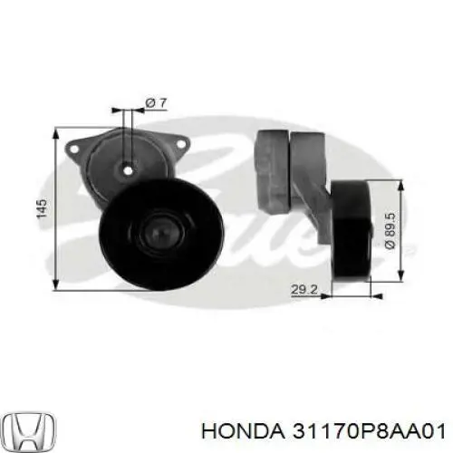 Натягувач приводного ременя Honda 31170P8AA01 ціна, від 38.54 USD