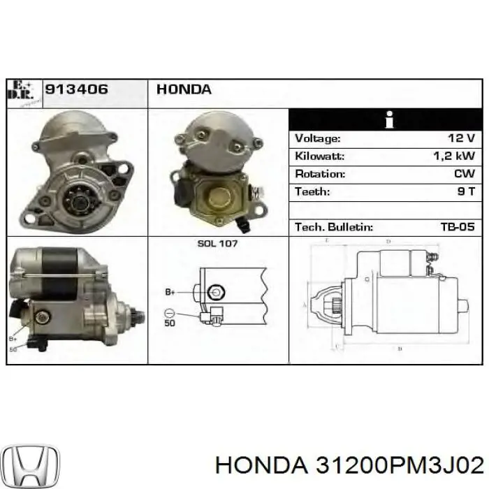 31200PM3J02 Honda стартер