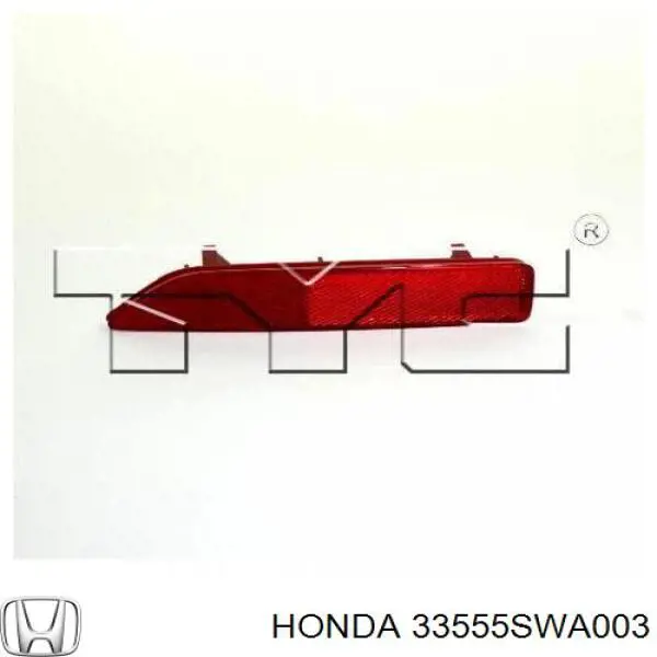 Катафот (відбивач) заднього бампера, лівий Honda CR-V 3 (RE) (Хонда Црв)