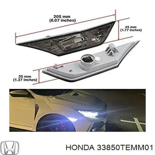 Повторювач повороту на крилі, лівий 33850TEMM01 Honda