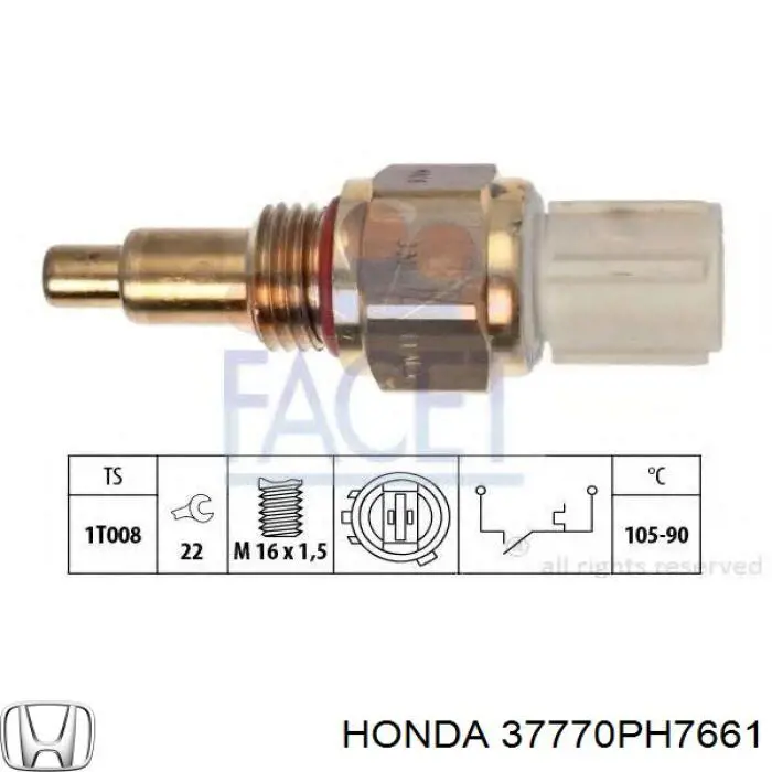 37770PH7661 Honda термо-датчик включення вентилятора радіатора