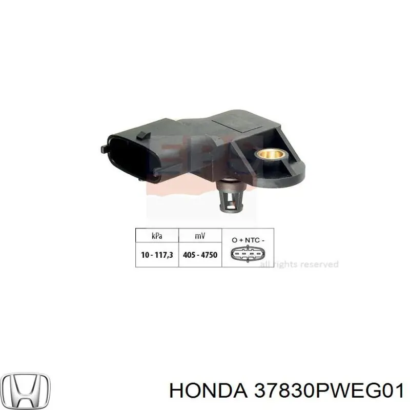 37830PWEG01 Honda датчик тиску у впускному колекторі, map
