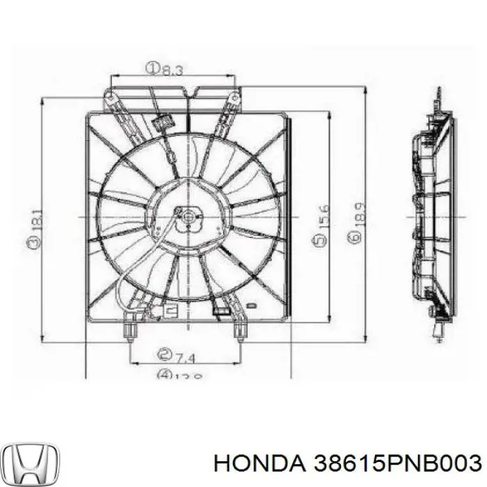 Купити 38615PNB003 Honda Дифузор (кожух) радіатора кондиціонера