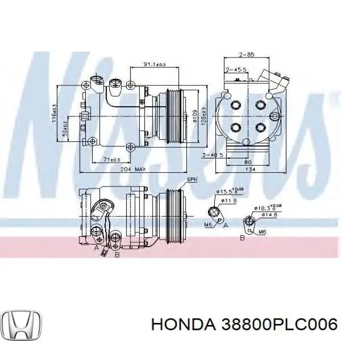 38800PLC006 Honda компресор кондиціонера