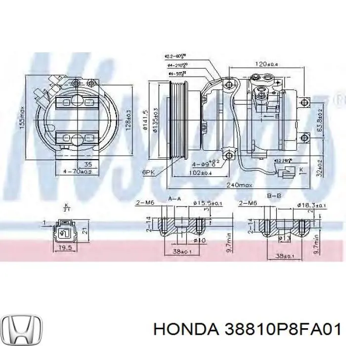 38810P8FA01 Honda компресор кондиціонера