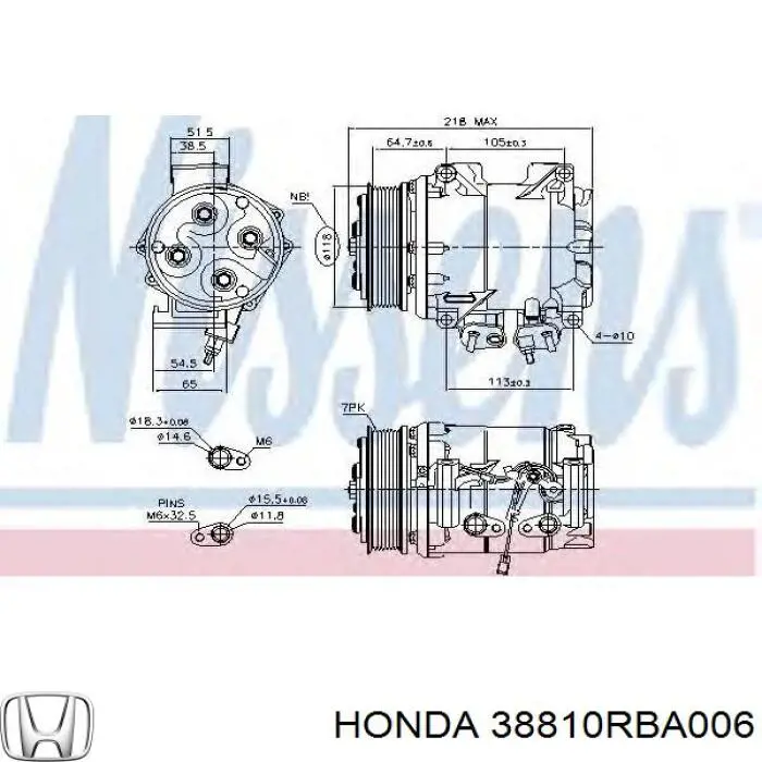 Компресор кондиціонера 38810RBA006 Honda