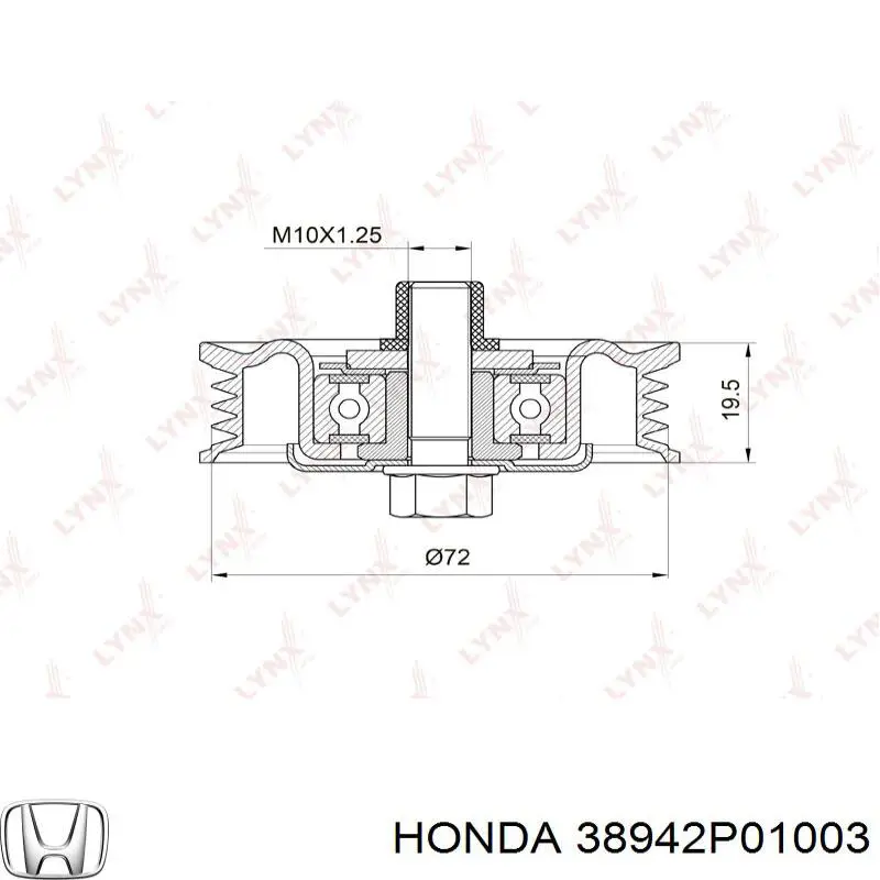 Ролик натягувача приводного ременя Honda 38942P01003