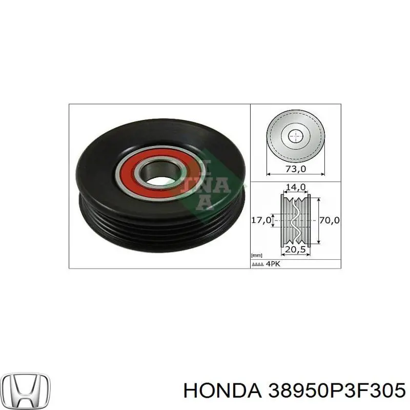 Натяжний ролик 38950P3F305 Honda