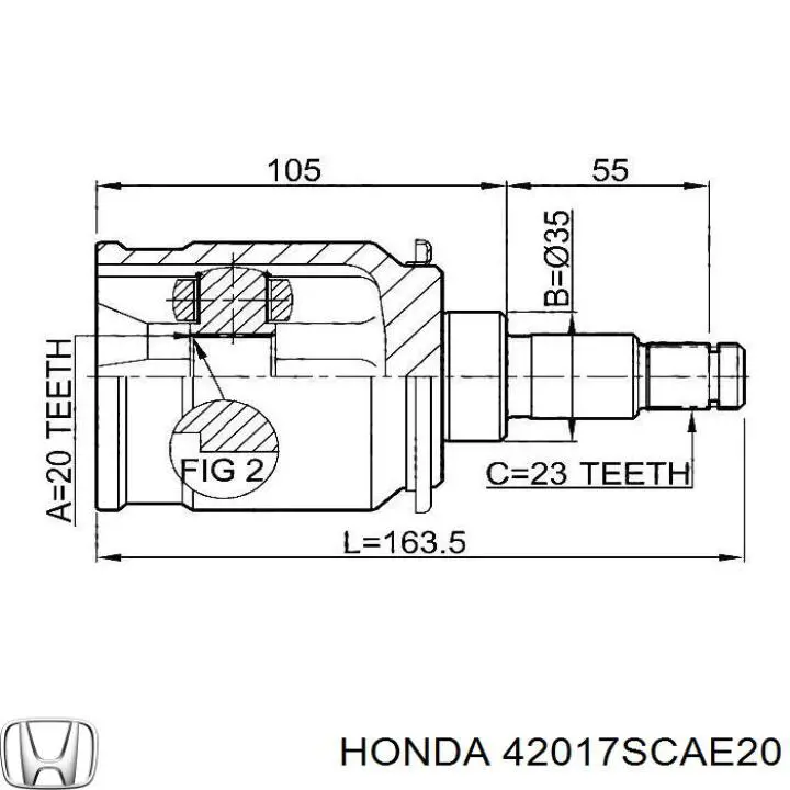 Пильник ШРКШа внутрішній, задньої піввісі 42017SCAE20 Honda