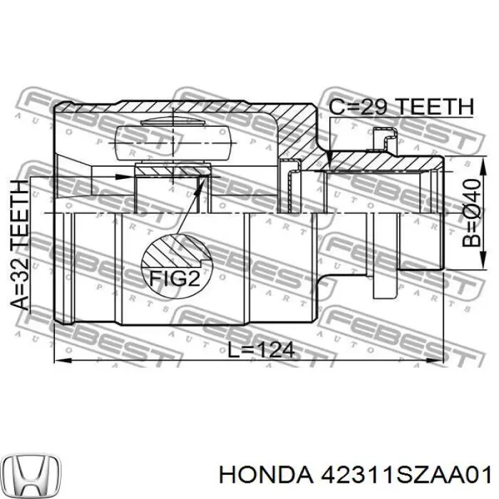Піввісь задня, ліва Honda 42311SZAA01 ціна, від 92.27 USD
