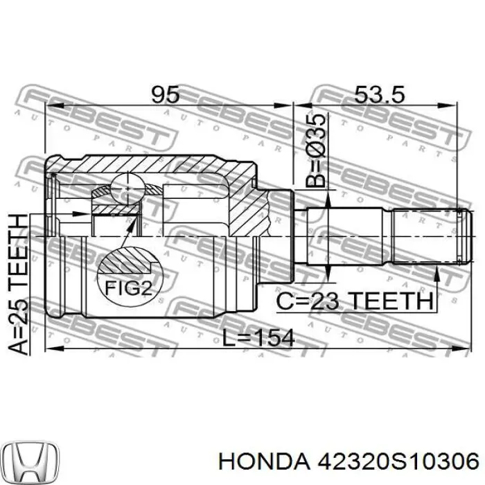 42320S10306 Honda шрус внутрішній, задній
