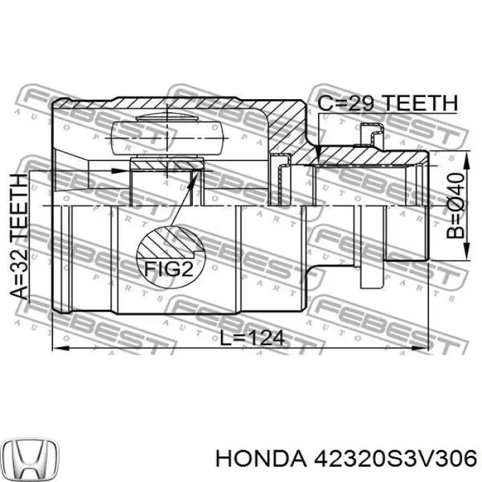 42320S3V306 Honda шрус внутрішній, задній