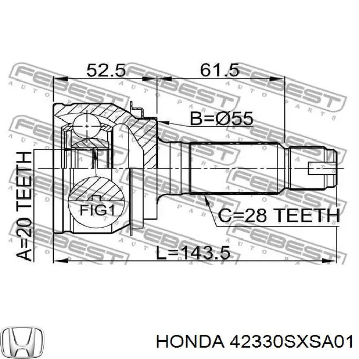 42330SXSA01 Honda шрус зовнішній задній