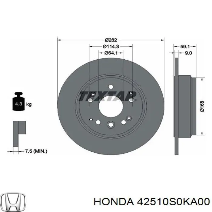 Гальмівні диски 42510S0KA00 Honda