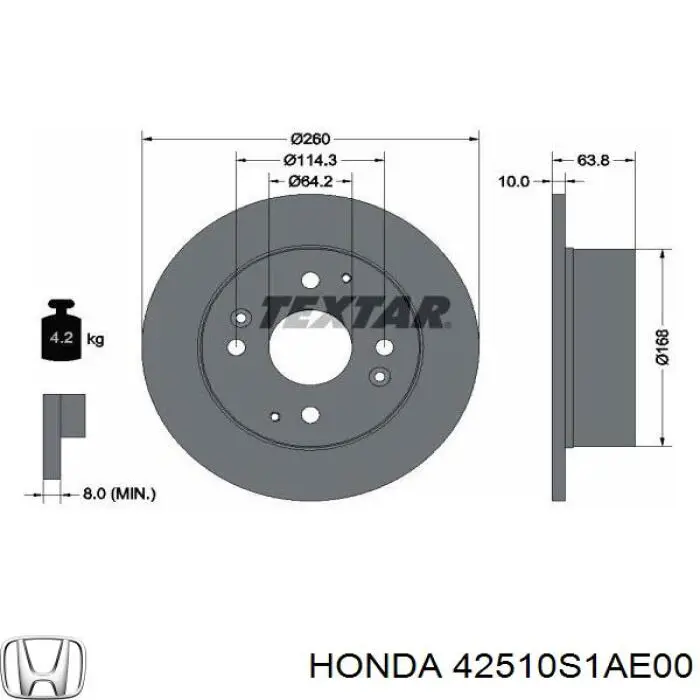Задні дискові гальма Honda 42510S1AE00 ціна, від 32.46 USD