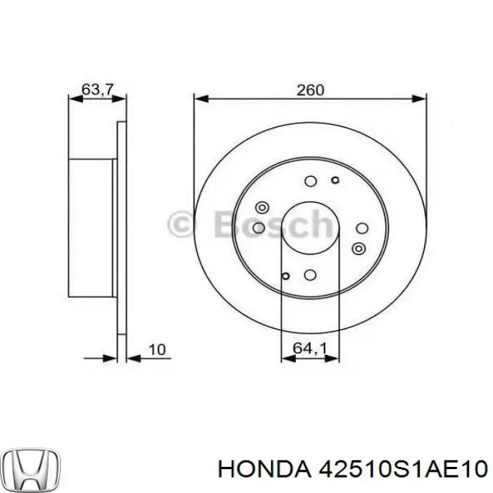 Купити 42510S1AE10 Honda Диск заднього гальма