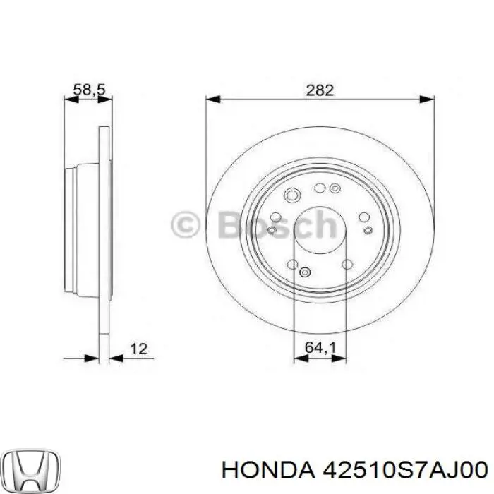 Диск гальмівний задній Honda 42510S7AJ00