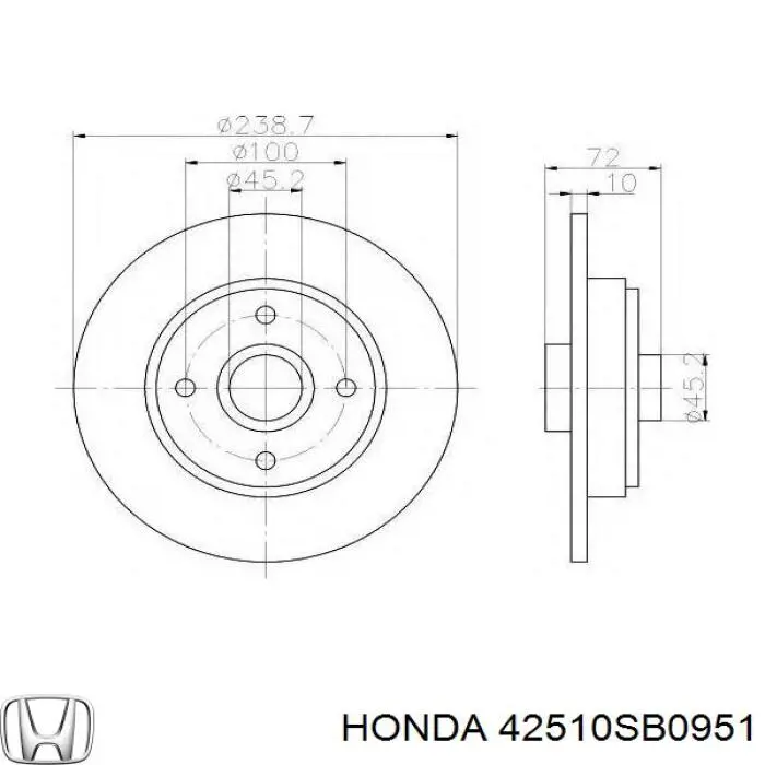 Купити 42510SB0951 Honda Диск заднього гальма