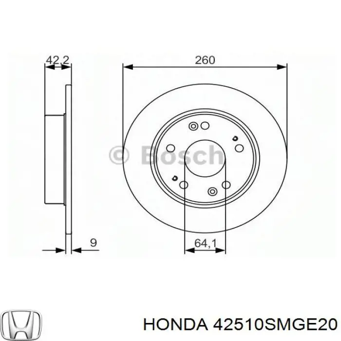 42510SMGE20 Honda диск гальмівний задній