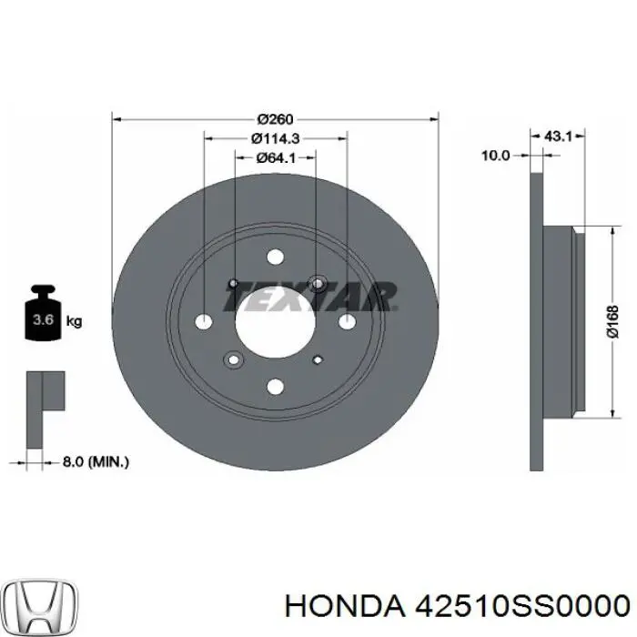 Купити 42510SS0000 Honda Диск заднього гальма