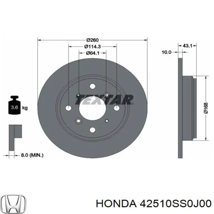42510SS0J00 Honda Дискові гальма