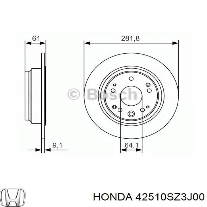 42510SZ3J00 Honda диск гальмівний задній