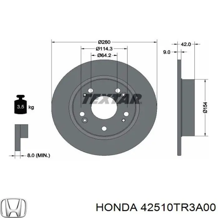 Гальмівні диски 42510TR3A00 Honda