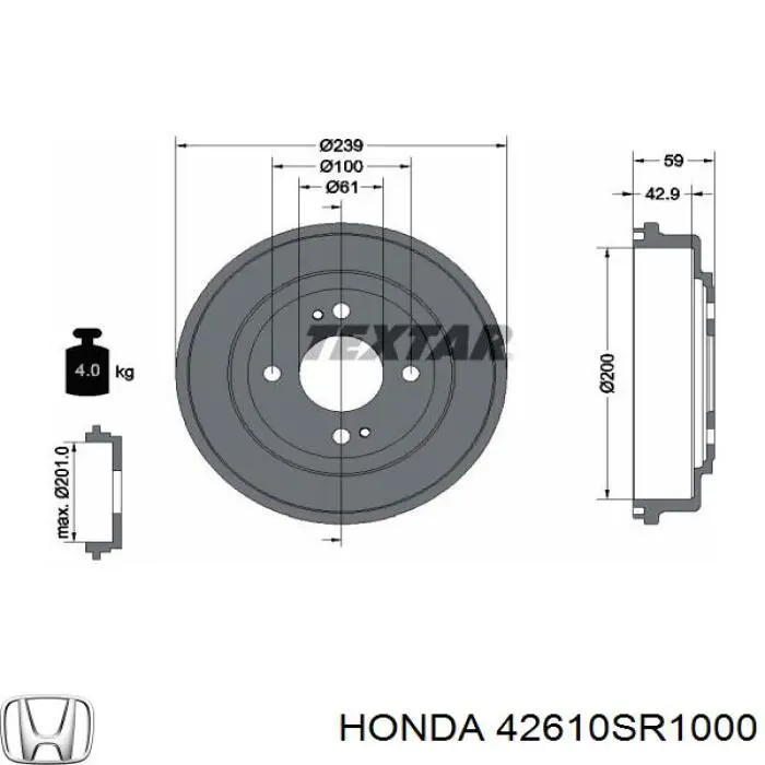 Купити 42610SR1000 Honda Барабан гальмівний задній