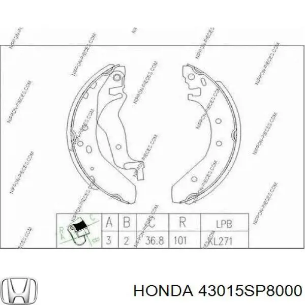 Купити 43015SP8000 Honda Колодки гальмові задні, барабанні