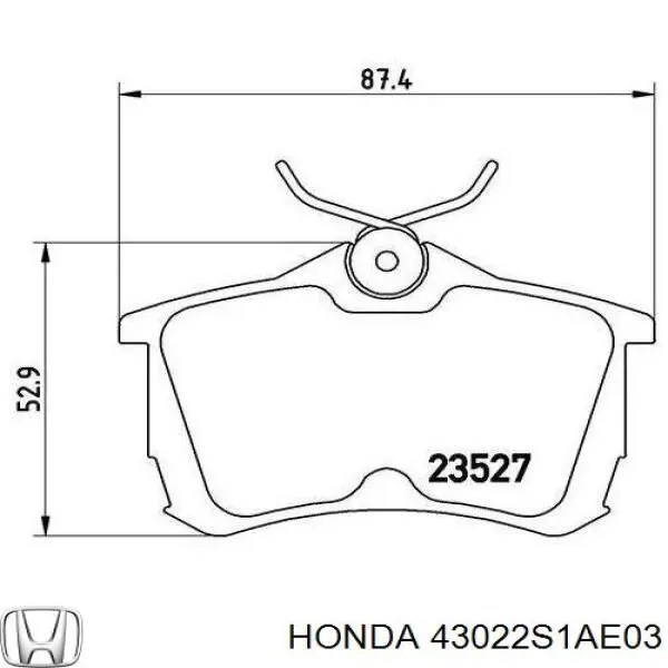 Задні гальмівні колодки 43022S1AE03 Honda
