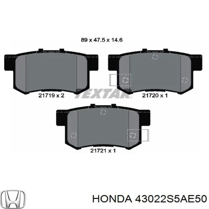 Купити 43022S5AE50 Honda Задні колодки